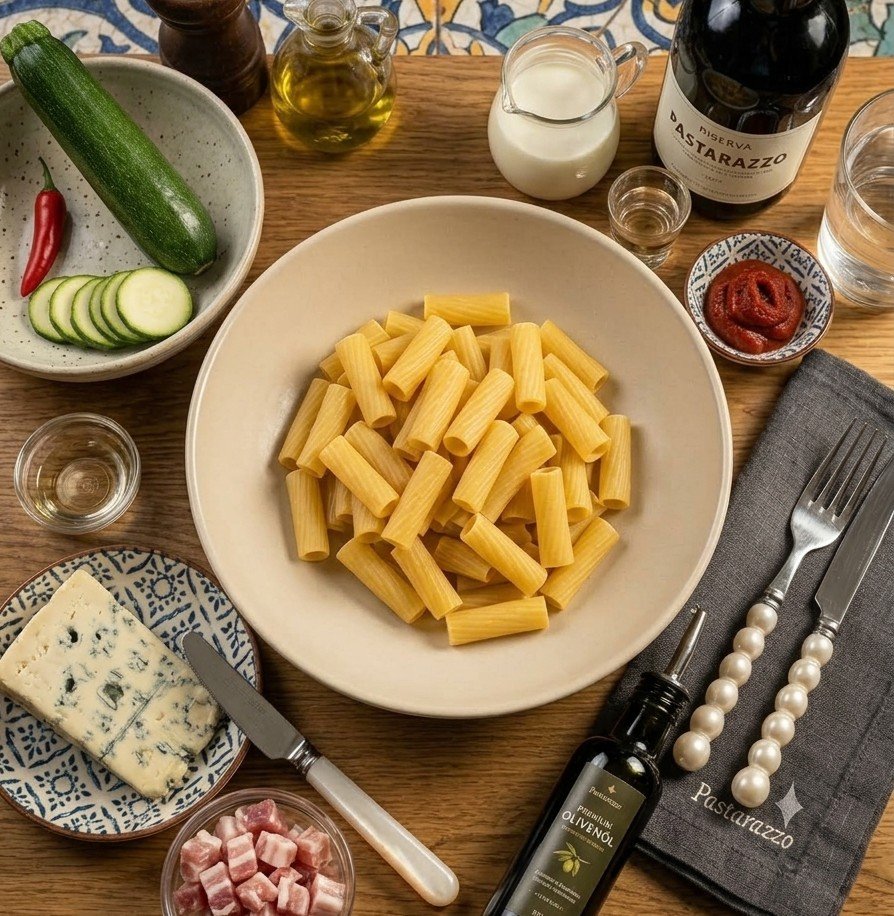 Zutaten für Zucchini-Gorgonzola-Pasta