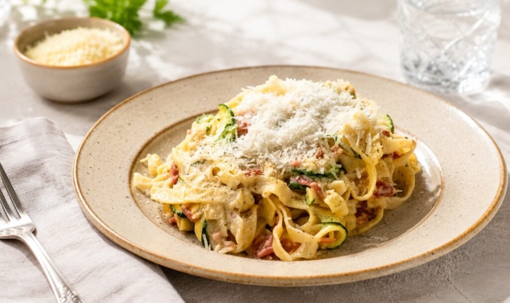 Cremige Carbonara Variante mit Tagliatelle