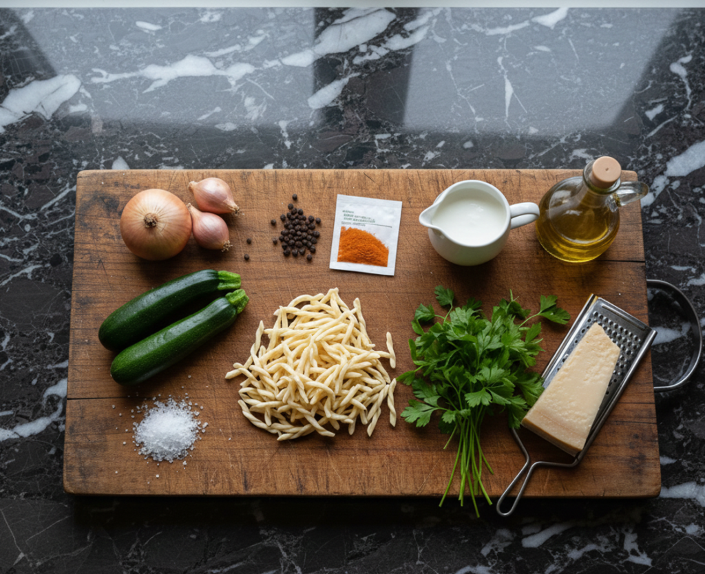 Zutaten für TRoffie mit Safran-Zucchini-Sauce