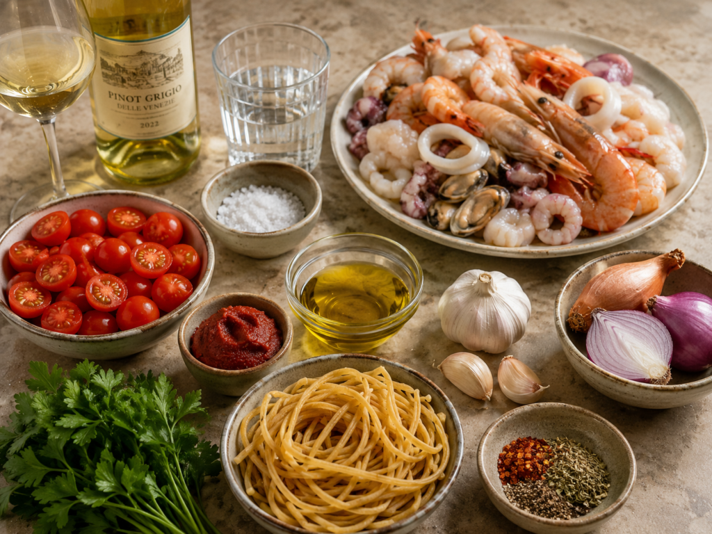 Zutaten für Spaghetti Frutti die Mare