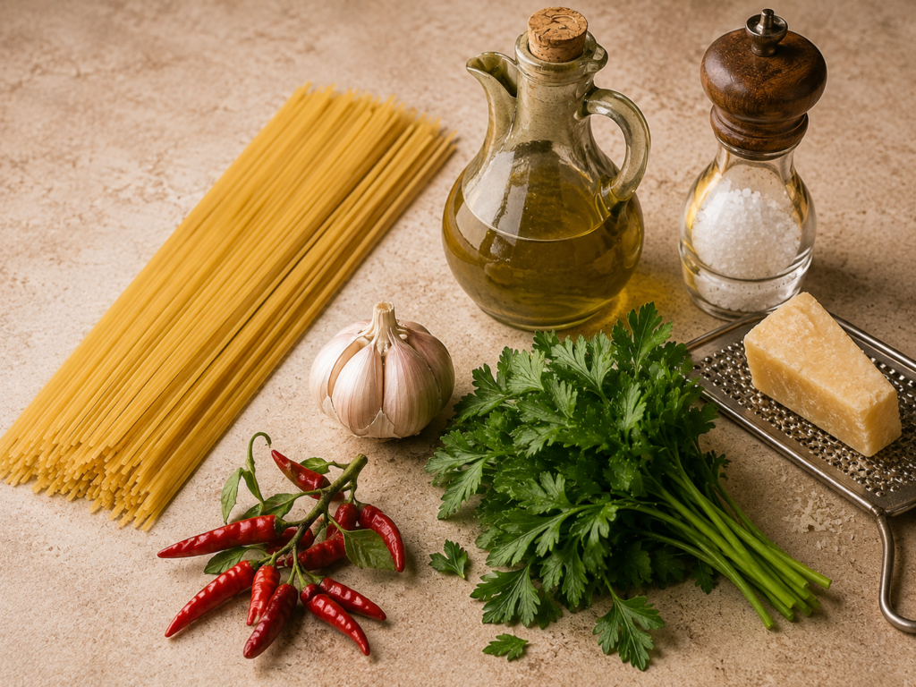 Zutaten für Spaghetti Aglio e Olio