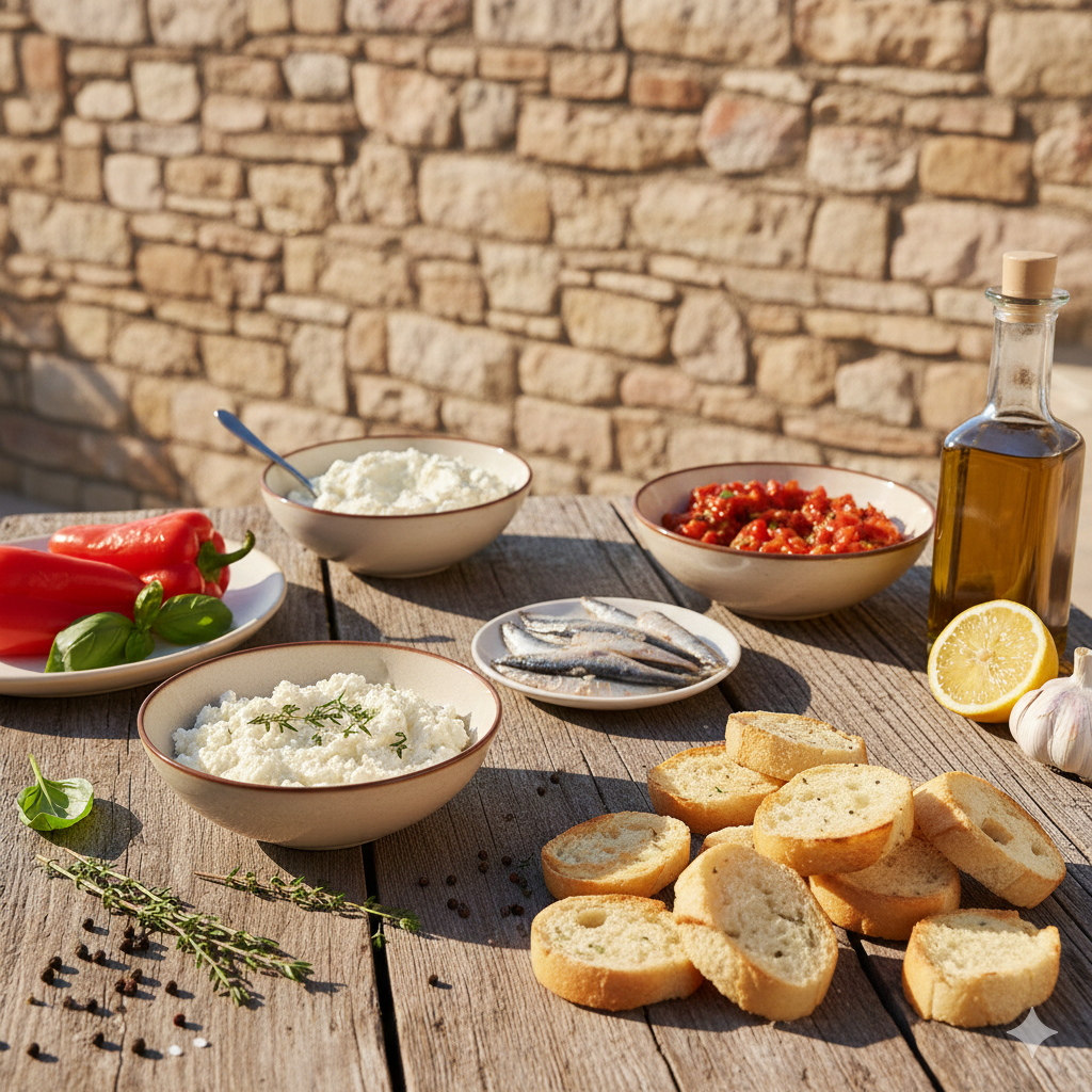 Zutaten für Crostini Gremolata, Ricotta e Acciughe