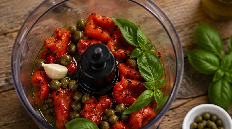 Zutaten für Gremulata in einem Mixer