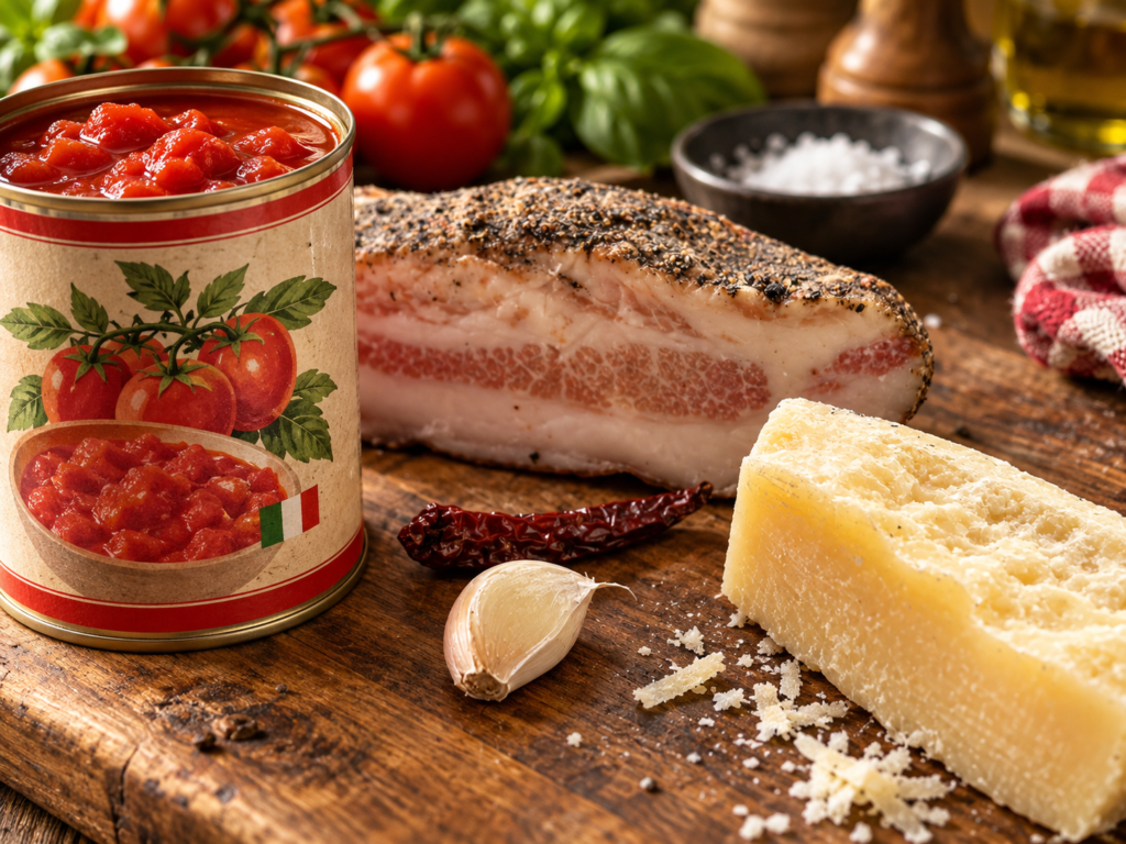 Zutaten für Spaghetti all'Amatriciana