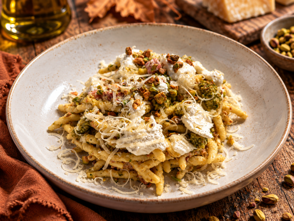 Pasta mit Mortadella und Pistazienpesto