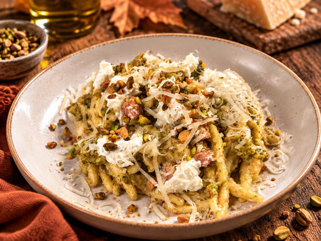 Pasta mit Mortadella und Pistazienpesto